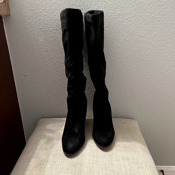 Merona By Target Women's Black Slouchy Block Heel Knee High Boots Size 9.5 - Picture 6 of 9